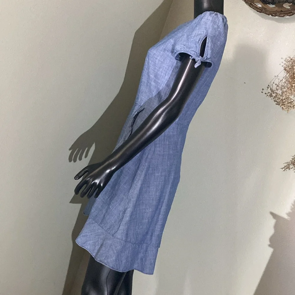 J. Crew Blue Flutter Sleeve V-Neck Sundress